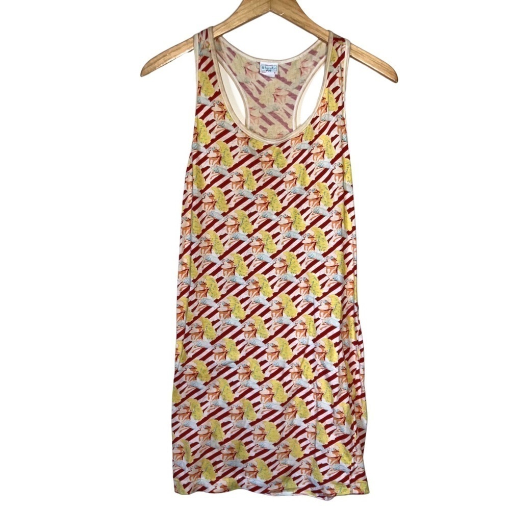 Benetton Vintage Pop Art Lady Drinking Soda Racerback Mini Dress Italy Small